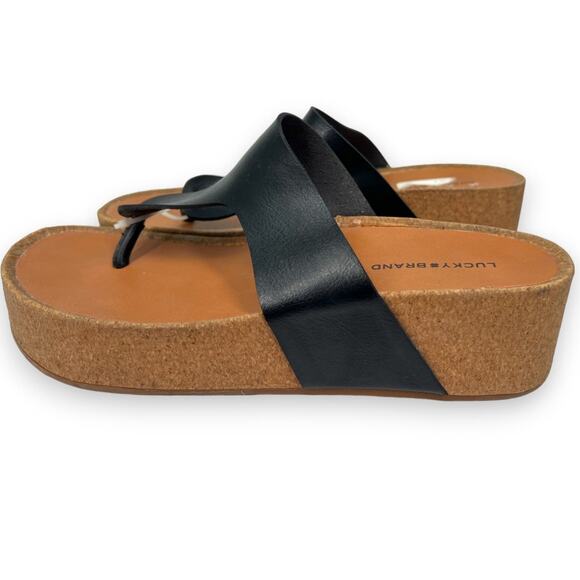 Lucky Brand | Size 9 | Lizabi Sandal Slip-On Cork Sole Platform Flip Flop Slide - Picture 2 of 5